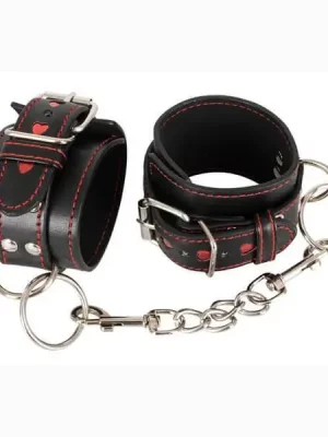 Algemas em Pele Sintética Bad Kitty Preto e Vermelho