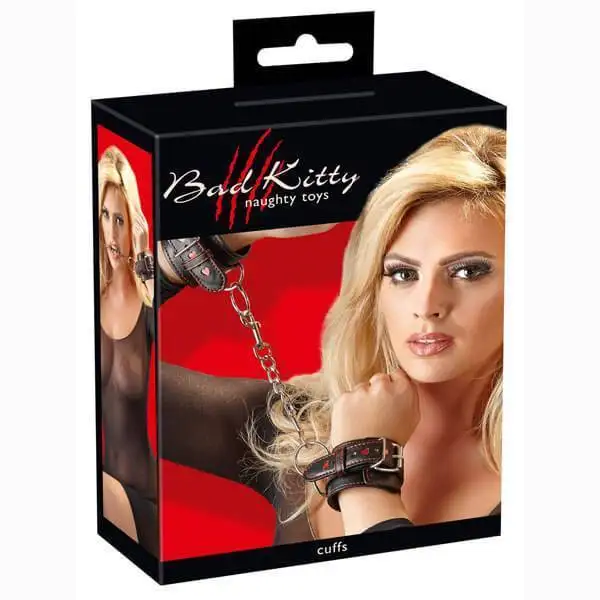 Algemas em Pele Sintética Bad Kitty Preto e Vermelho