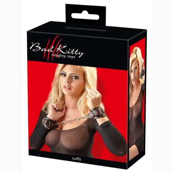 Algemas em Pele Sintética Bad Kitty Preto e Vermelho