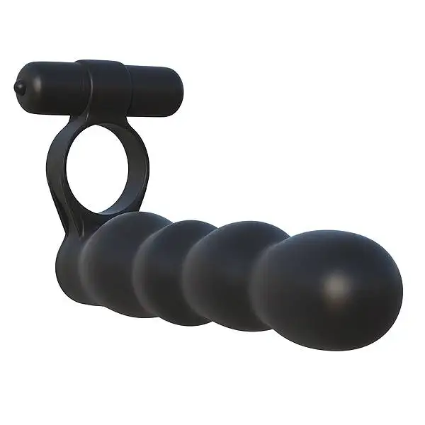 Anel com Dildo Fantasy C-Ringz Dupla Penetração Preto