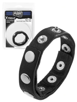 Anel em Couro Cock & Ball Rivets Snap Strap