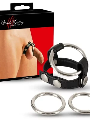 Anel Peniano em Couro e Metal Bad Kitty