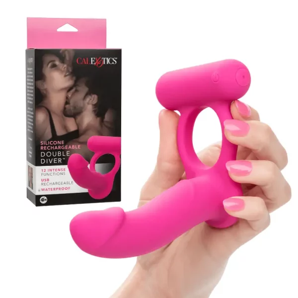 Anel Vibratório com Dildo Double Diver