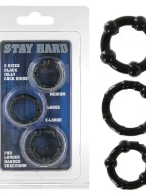 Anéis Stay Hard Pretos 3 un