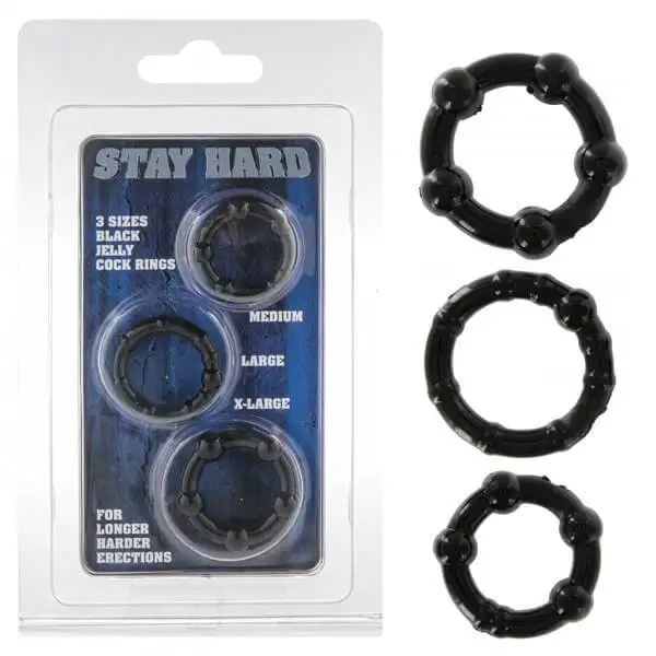 Anéis Stay Hard Pretos 3 un