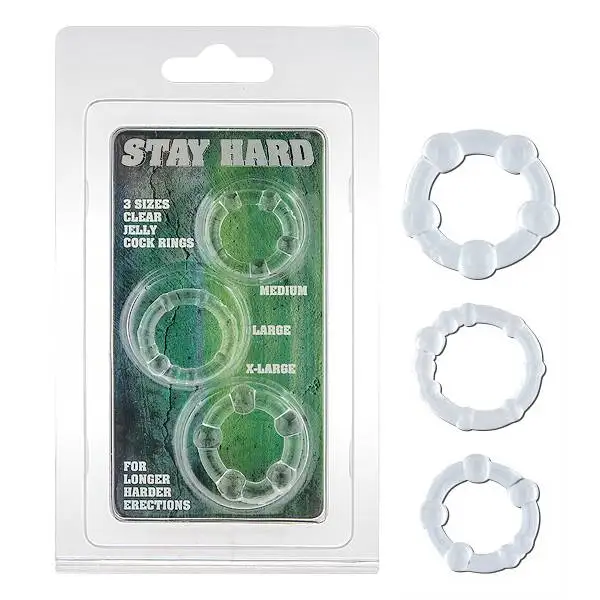 Anéis Stay Hard Transparentes 3 un.