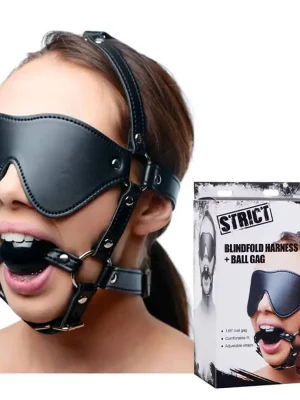 Arnês BDSM Blindfold + Ball Gag