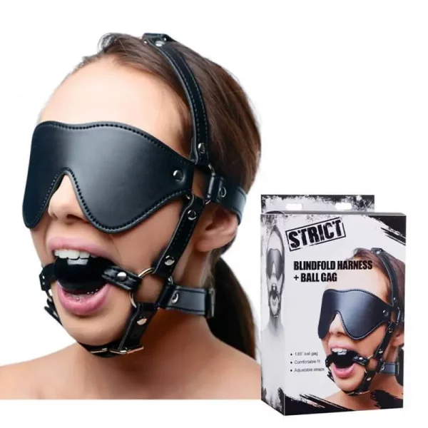 Arnês BDSM Blindfold + Ball Gag