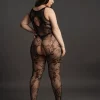 Bodystocking High Neck Lace Pattern Le Désir by Shots Tamanho Grande