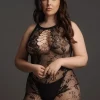 Bodystocking High Neck Lace Pattern Le Désir by Shots Tamanho Grande