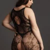 Bodystocking High Neck Lace Pattern Le Désir by Shots Tamanho Grande