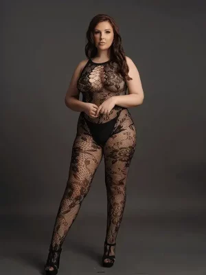 Bodystocking High Neck Lace Pattern Le Désir by Shots Tamanho Grande