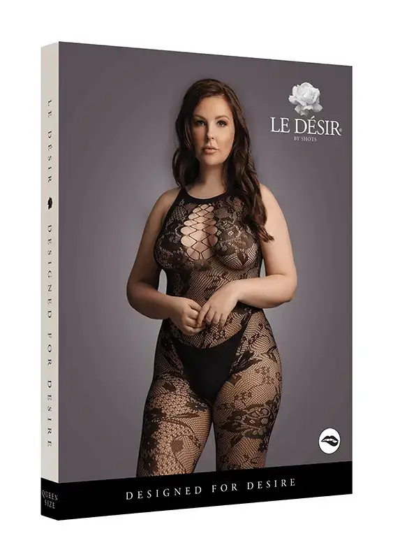 Bodystocking High Neck Lace Pattern Le Désir by Shots Tamanho Grande