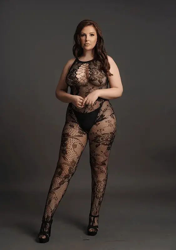 Bodystocking High Neck Lace Pattern Le Désir by Shots Tamanho Grande