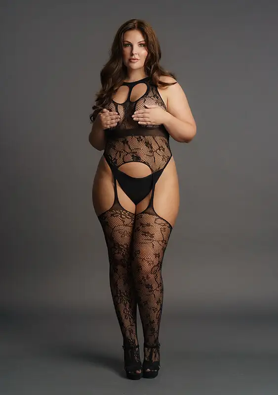 Bodystocking Lace Suspender With Round Neck Le Désir by Shots Tamanho Grande