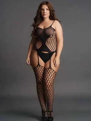 Bodystocking Suspender Net Pattern Le Désir by Shots Tamanho Grande
