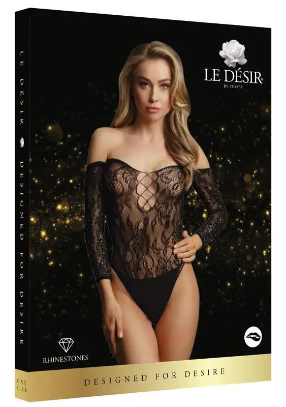 Bodysuit Wonder Rhinestone Le Désir by Shots Preto