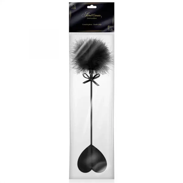 Chibata Coração com Pluma Preta Sweet Caress