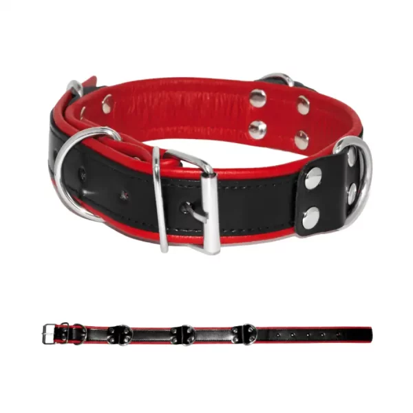 Colar BDSM Deluxe Preto/Vermelho