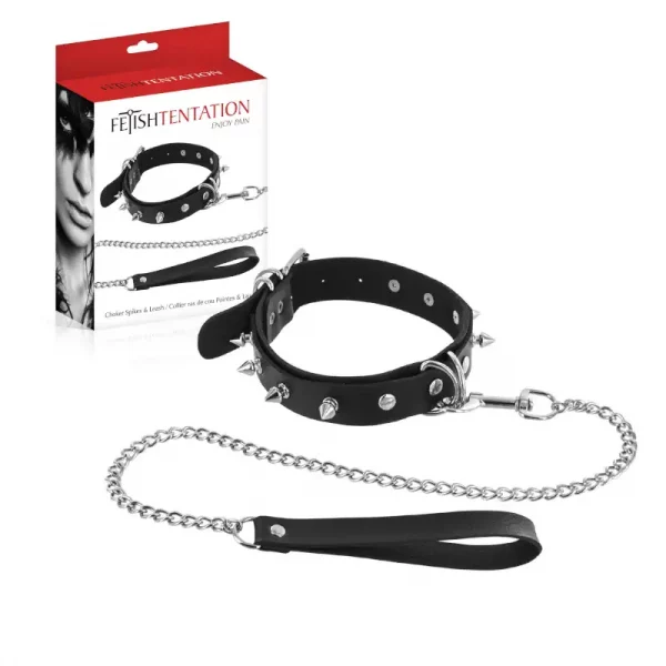 Coleira e Trela BDSM Choker Spikes & Leash