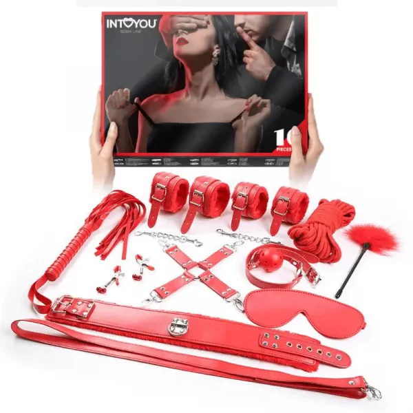 Conjunto BDSM 10 Acessórios Vermelho