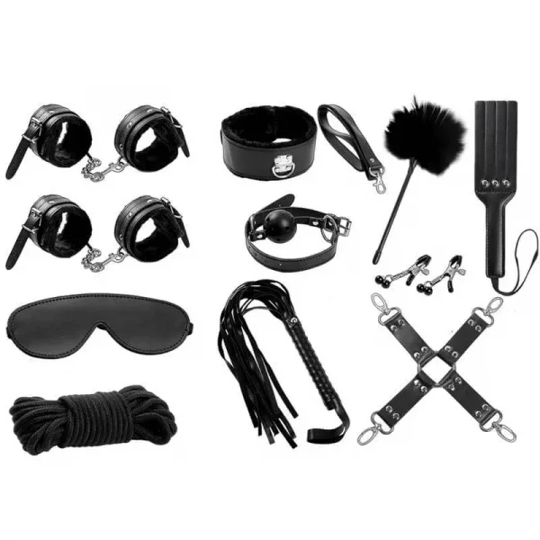 Conjunto BDSM 11 Acessórios Preto