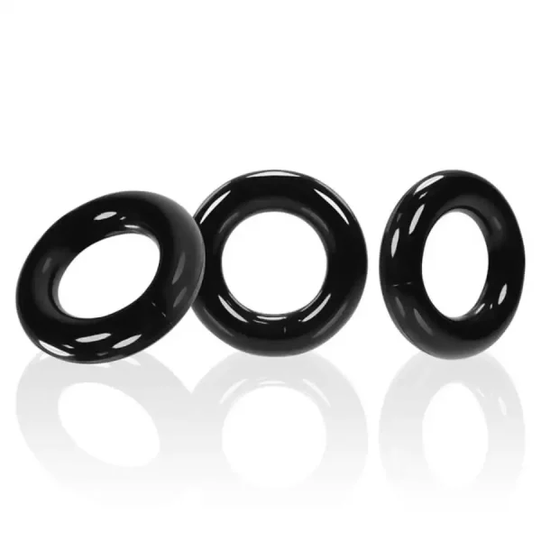 Conjunto de 3 Anéis Penianos Oxballs Willy Rings Preto