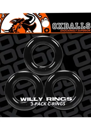Conjunto de 3 Anéis Penianos Oxballs Willy Rings Preto