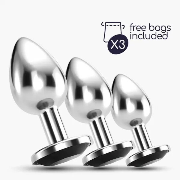 Conjunto de Plugs Metálicos com Cristal Preto Train Trio