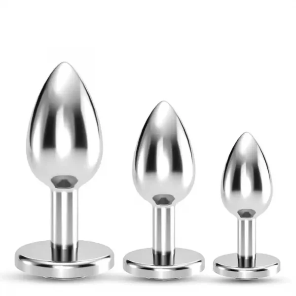 Conjunto de Plugs Metálicos com Cristal Preto Train Trio