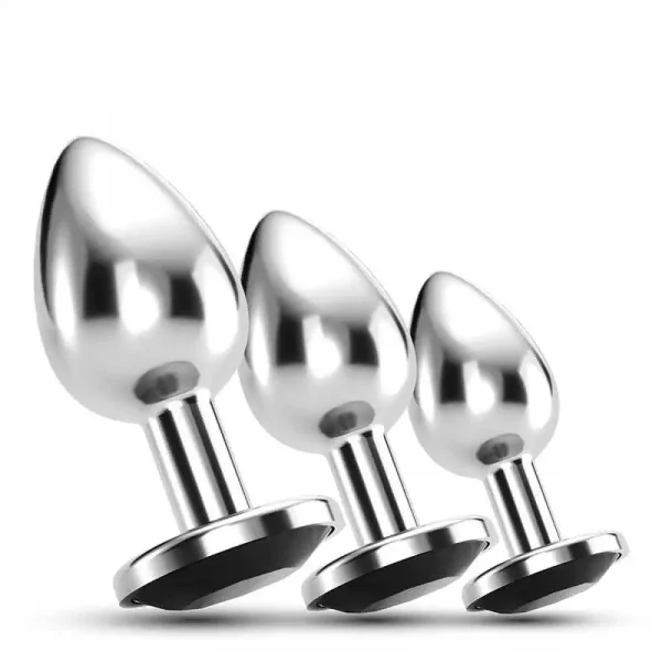 Conjunto de Plugs Metálicos com Cristal Preto Train Trio