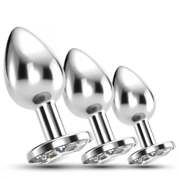 Conjunto de Plugs Metálicos com Cristal Train Trio