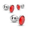Conjunto de Plugs Metálicos com Cristal Vermelho Train Trio
