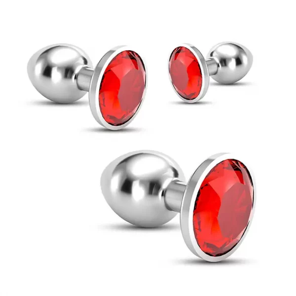 Conjunto de Plugs Metálicos com Cristal Vermelho Train Trio