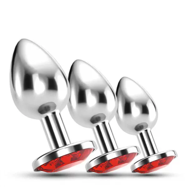 Conjunto de Plugs Metálicos com Cristal Vermelho Train Trio