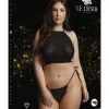 Conjunto Festive Rhinestone Top And Thong Le Désir By Shots Preto Tamanho Grande