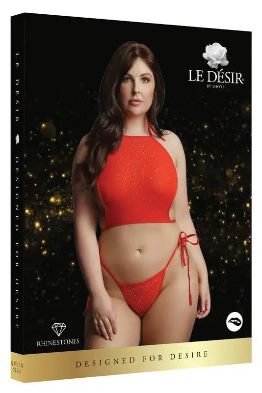 Conjunto Festive Rhinestone Top And Thong Le Désir By Shots Tamanho Grande