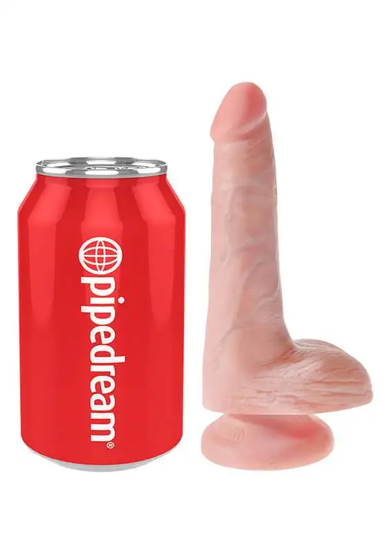 Dildo 6" com Escroto King Cock 18 cm Pele Clara