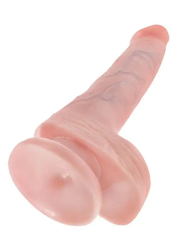Dildo 6" com Escroto King Cock 18 cm Pele Clara