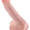 Dildo 6" com Escroto King Cock 18 cm Pele Clara