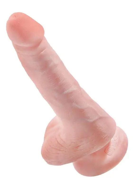Dildo 6" com Escroto King Cock 18 cm Pele Clara