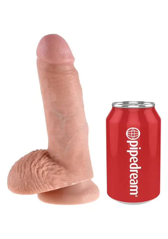 Dildo 7" com Escroto King Cock 20 cm Pele Clara