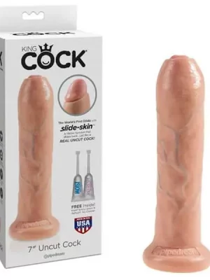 Dildo 7" King Cock Uncut 18 cm Natural
