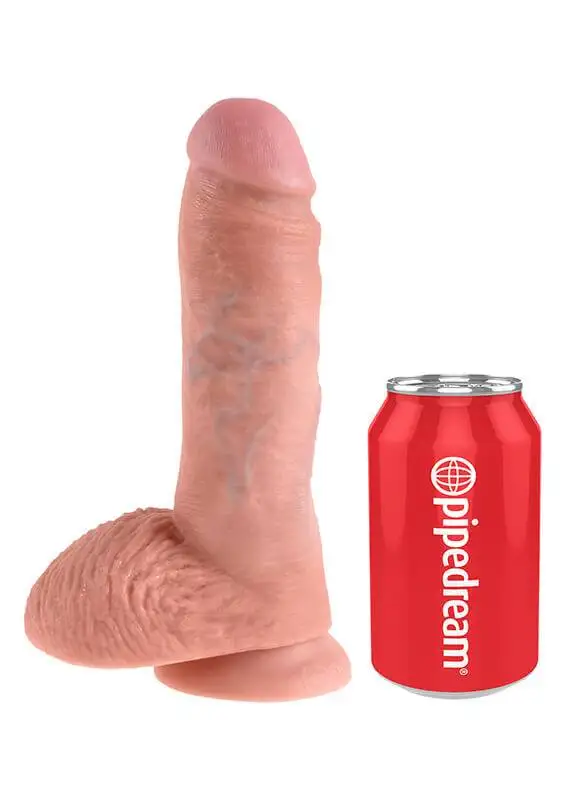 Dildo 8" com Escroto King Cock 22 cm Pele Clara