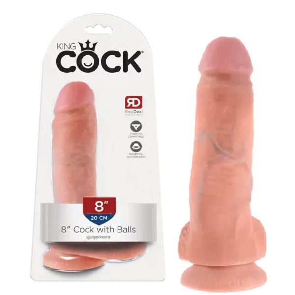 Dildo 8" com Escroto King Cock 22 cm Pele Clara