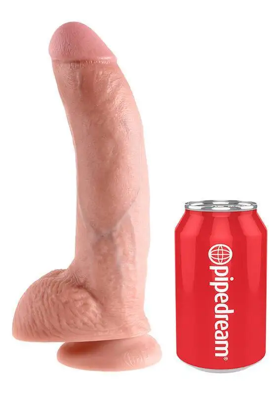 Dildo 9" com Escroto King Cock 25 cm Pele Clara