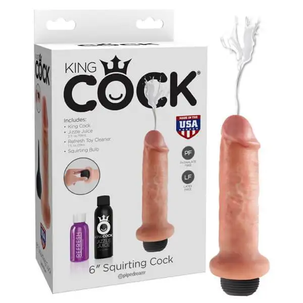 Dildo com Ejaculação 6" King Cock Natural 17,8x4,6cm