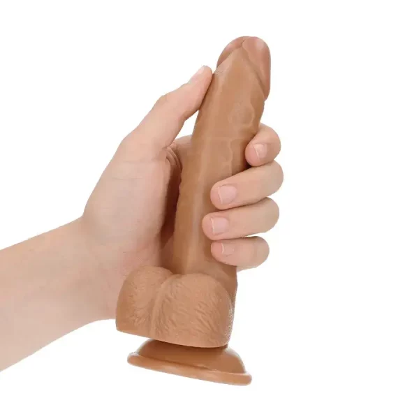 Dildo Curved com Testículos 7"/18 cm Mulato