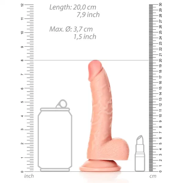 Dildo Curved com Testículos 7"/18 cm Pele Clara
