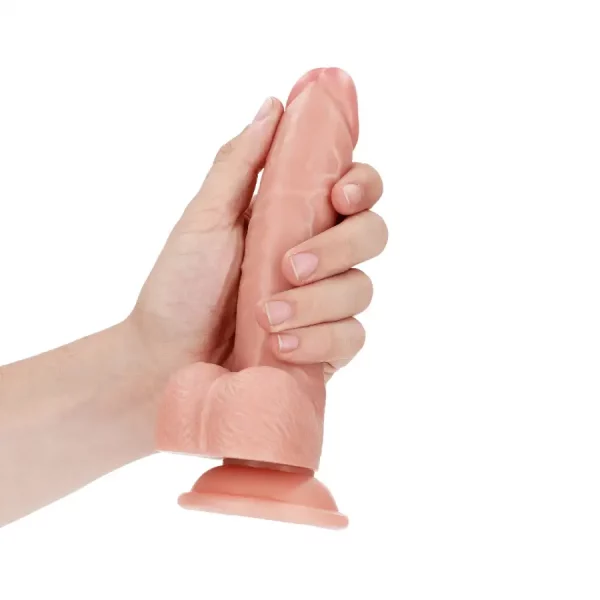 Dildo Curved com Testículos 7"/18 cm Pele Clara